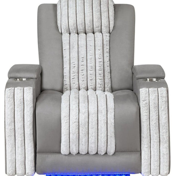 37 Inch Microfiber Power Recliner for Home Theater Seating with Push Button Control