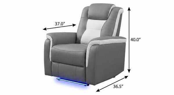 37 Inch Microfiber Power Recliner for Home Theater Seating with Push Button Control