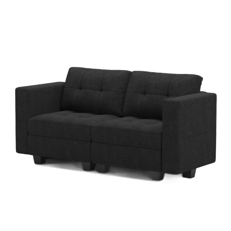 HomeRoots 64 Inch Modular Linen Blend Loveseat with Hidden Storage for Modern Living Spaces 767181
