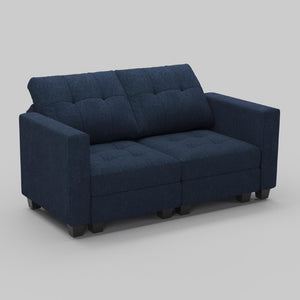 64 Inch Modular Linen Blend Loveseat with Built-in Storage and Accent Pillows