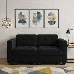 64 Inch Velvet Modular Loveseat with Hidden Storage for Modern Living Room Seating
