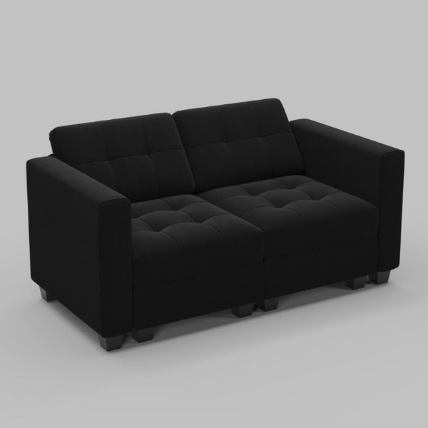 64 Inch Velvet Modular Loveseat with Hidden Storage for Modern Living Room Seating