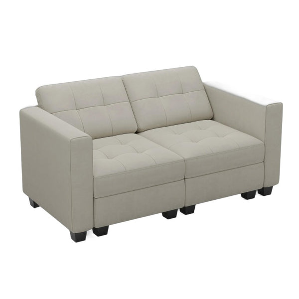 64 Inch Velvet Modular Loveseat with Hidden Storage for Modern Living Room Seating