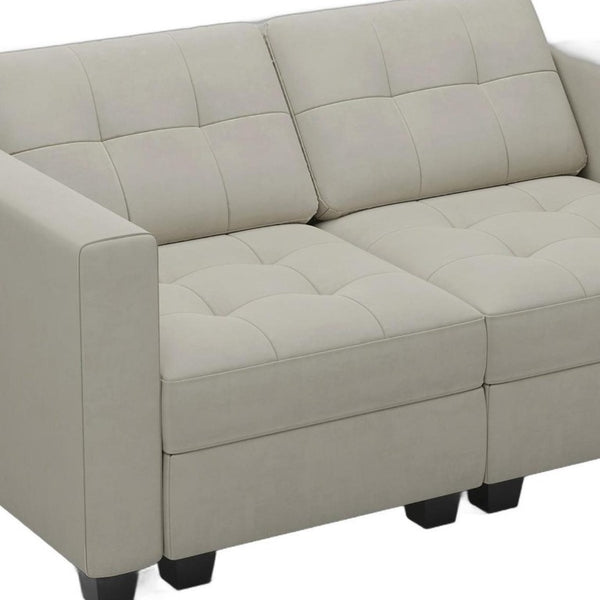 64 Inch Velvet Modular Loveseat with Hidden Storage for Modern Living Room Seating