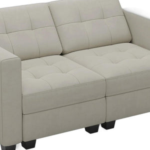 64 Inch Velvet Modular Loveseat with Hidden Storage for Modern Living Room Seating