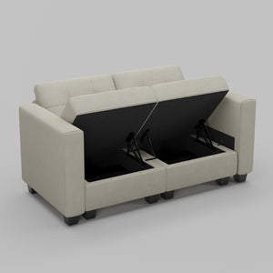 64 Inch Velvet Modular Loveseat with Hidden Storage for Modern Living Room Seating
