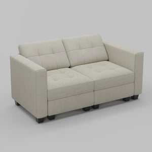 64 Inch Velvet Modular Loveseat with Hidden Storage for Modern Living Room Seating