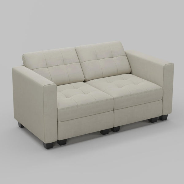 64 Inch Velvet Modular Loveseat with Hidden Storage for Modern Living Room Seating