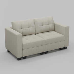64 Inch Velvet Modular Loveseat with Hidden Storage for Modern Living Room Seating