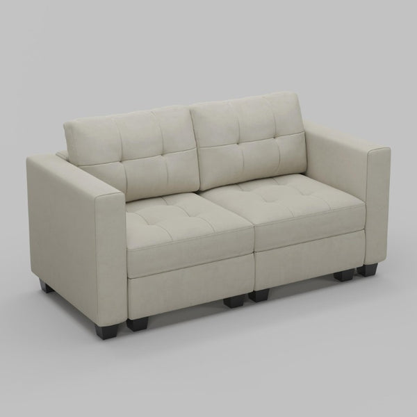 64 Inch Velvet Modular Loveseat with Hidden Storage for Modern Living Room Seating