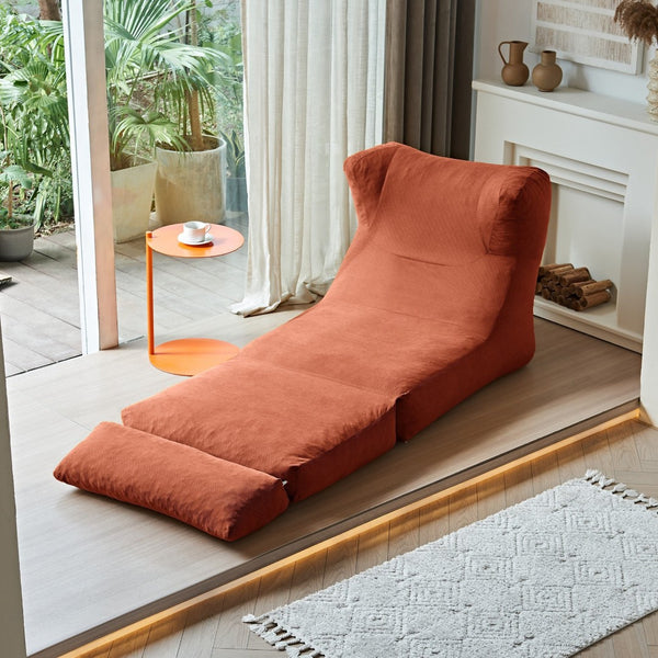 English Elm Cloud Corduroy Sleeper Chair Foldable High Density Foam Seat for Small Space Living Orange W1765P448612