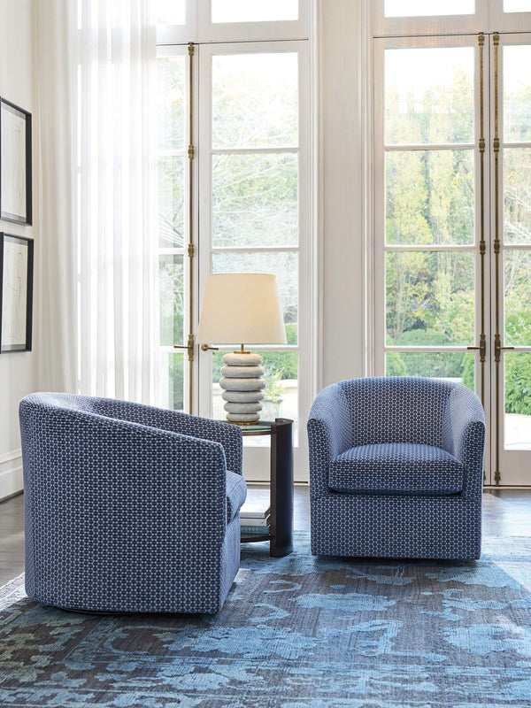 Lexington Candice Swivel Accent Chair with Walnut Veneer Rose Gold Hardware and Ultra Down Cushion 7672-11SW-60