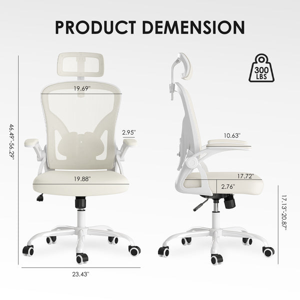 English Elm Ergonomic Office Chair With Adjustable Headrest & Lumbar Support, Breathable Mesh For Comfort & Style T3623P380939