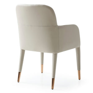VIG Furniture Cortina Beige Bonded Leather Dining Arm Chair With Channel Tuft, Tapered Legs & Rose Gold Caps VGVC-B601-BEI