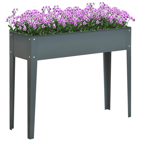 English Elm Outsunny Metal Elevated Garden Bed With Drain Holes, Sturdy Planter Box For Easy Access & Growth W2225P174428-GIGA
