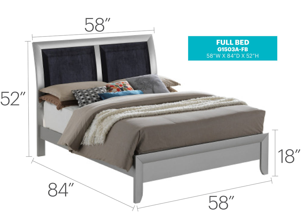 English Elm Contemporary Modern Silver Full Bed with Chic Metallic Finish, Sturdy Particleboard Frame, Sleek Design Champagne 80 L x 6 W x 3 H B078S00173