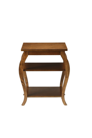 English Elm Becci Walnut Finish Accent Table with 2 Open Shelves, Cabriole & Square Legs, Durable MDF Veneer B2726P281460
