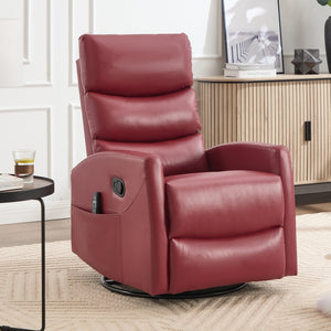 English Elm Heat Massage Rocker Swivel Recliner with Lumbar Relief and Tufted Fabric Lounge Chair W3224P321932