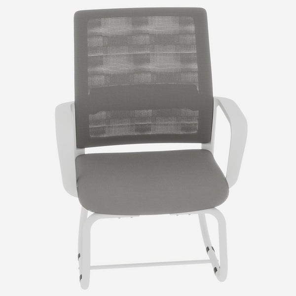 English Elm Minimalist breathable mesh office chair with curved support, cushioned seat, stable iron frame for long workdays White+gray W1935P338541