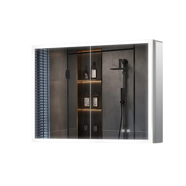 English Elm Mesa Double Door Led Medicine Cabinet with Defogger Aluminum Frame Bath Storage B2731P478363