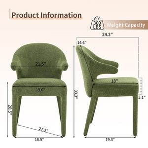 English Elm Modern Chenille Linen Accent Chair Sculptural Hollow Back Swivel Seat for Dining Vanity Green W3493P456222