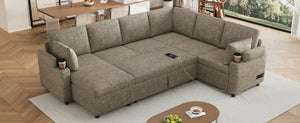 English Elm 101.2" Modular Chenille Sectional Sofa with Tufted Cushions and Deep Seating for Living Room N719S001910D