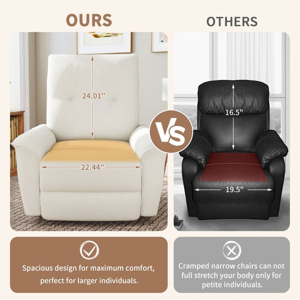 English Elm 270° Swivel Power Recliner Velvet Glider Rocker with Usb Ports for Living Room Beige W1028S00058