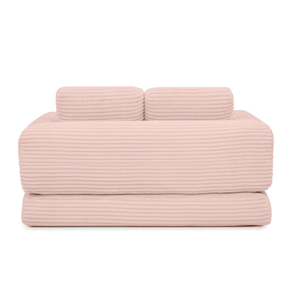English Elm 2-in-1 Corduroy Futon Loveseat Sleeper Modular Floor Couch for Studio Living Rooms Pink W1117P415717