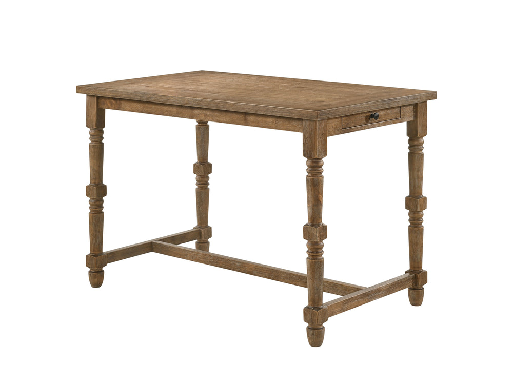 English Elm Farsiris Weathered Oak Counter Height Table with 2 Storage Drawers, 36mm Top, 100lb Capacity B2726P315550