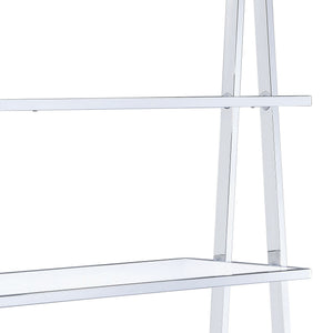 English Elm White White High Gloss and Chrome 6-Shelf Bookshelf 71.5" H Modern Open-Back Storage for Living Room B062S00483