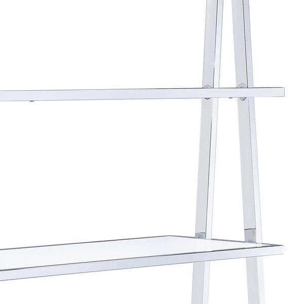 English Elm White White High Gloss and Chrome 6-Shelf Bookshelf 71.5" H Modern Open-Back Storage for Living Room B062S00483