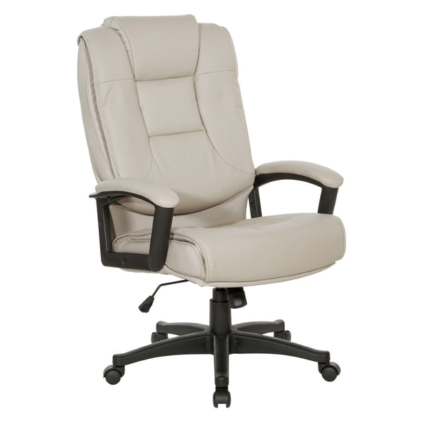 OSP Home Furnishings High Back Bonded Leather Office Chair with Lumbar Support and Ergonomic Padded Seat Taupe EC5162-EC21