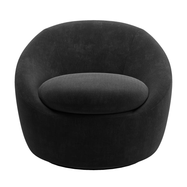 Homelegance Norell Chenille Swivel Accent Chair with 360 Degree Base for Living Rooms Black 767C-BKC