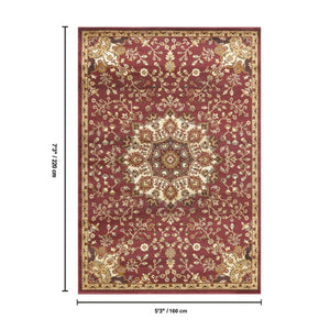 English Elm Classic Medallion Area Rug Traditional Low Pile Design for Living Room or Dining Space B186P452294