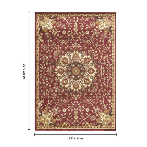 English Elm Classic Medallion Area Rug Traditional Low Pile Design for Living Room or Dining Space B186P452294