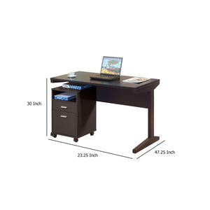 English Elm Desk with Rolling File Cabinet Two Storage Drawers Warm Cocoa Finish Home Office B056P416989