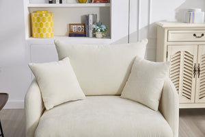 English Elm 360° 360 Swivel Oversized Chenille Armchair with Pocket Spring Seat and Three Throw Pillows Beige W1361S00074