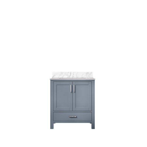 English Elm Dark Grey Bath Vanity With Elegant Carrara Marble Top - Stylish Storage Solution For Modern Bathrooms B2731P258782