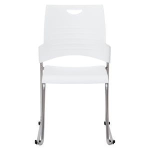 OSP Home Furnishings Sled Base Stackable Commercial Chair with Polyurethane Seat for Office and Lobby Use White STC8302C4-11
