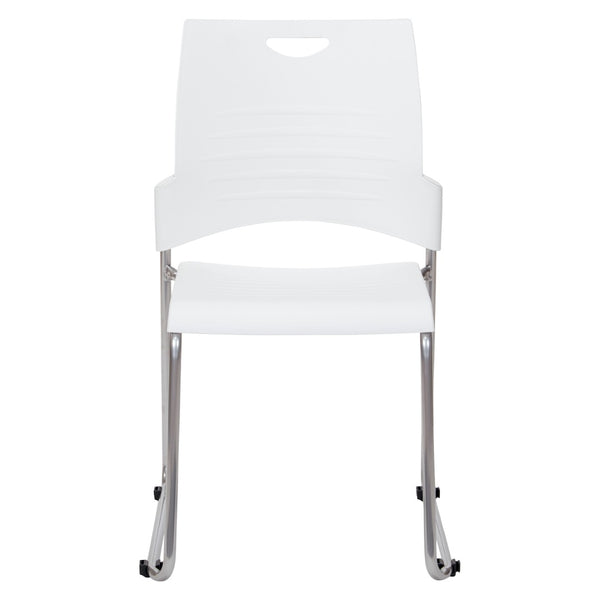 OSP Home Furnishings Sled Base Stackable Commercial Chair with Polyurethane Seat for Office and Lobby Use White STC8302C4-11