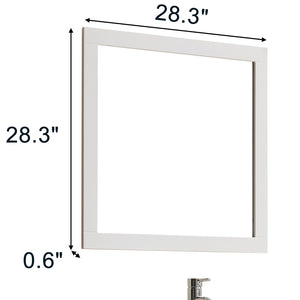English Elm Revitalize Any Bathroom with a Square Matte White Framed Wall Mirror Modern Vanity W3151P265975