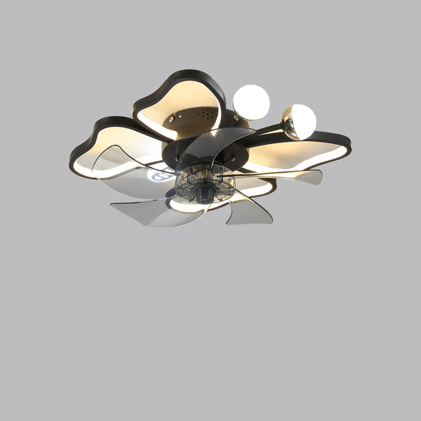 English Elm 19.7 Inch Modern Butterfly Ceiling Fan with 24W LED, Remote, Timer, Quiet Operation, White+Black W2312P374760