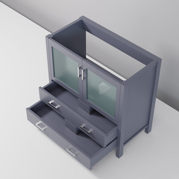 English Elm Dark Grey Bath Vanity - 36" W Solid Wood Cabinet With Soft-Close Drawers For Modern Bathrooms B2731P260436