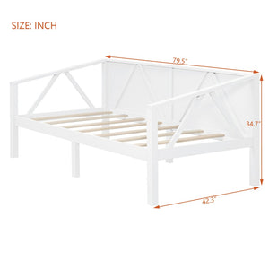 English Elm Twin Daybed Frame Solid Pine Sofa Bed for Guest Room Studio or Teen Bedroom White N708P266719K