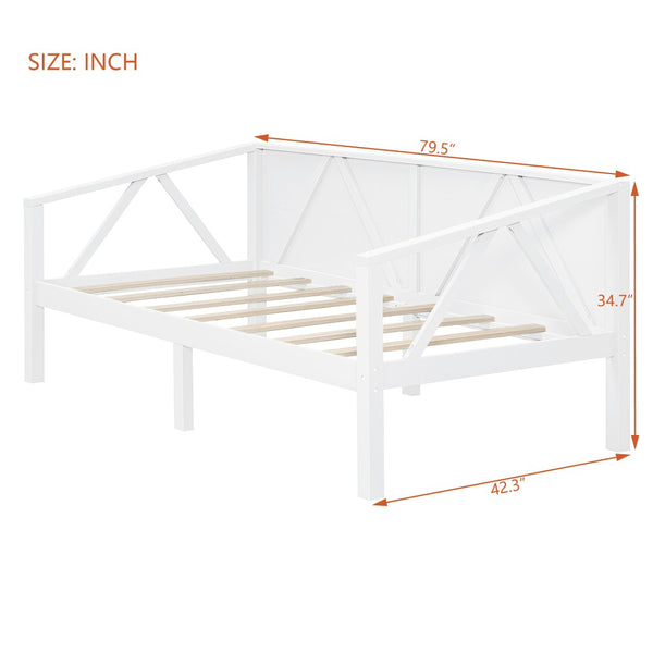 English Elm Twin Daybed Frame Solid Pine Sofa Bed for Guest Room Studio or Teen Bedroom White N708P266719K