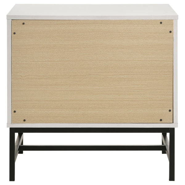 English Elm Yountville White 2-Drawer Nightstand with Bold Black Accents — Modern Bedside Table, Sleek Storage and Contrast Design B062P299794