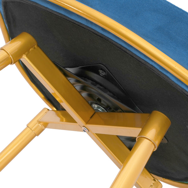 English Elm Christopher Knight Home® - Swivel Counter Height Bar Stools Set of 2 with 180° Turn, Hand-Woven Back, Gold Frame, Velvet Comfort Blue N762P216979C