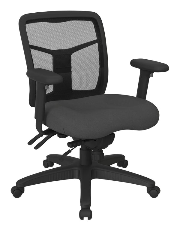OSP Home Furnishings Progrid® Mesh Mid Back Manager Chair Ergonomic Lumbar Support for Home Office Use Grey 92893-226