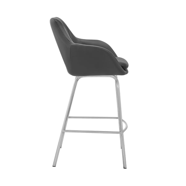 English Elm Freya Gray Faux Leather Swivel Bar Stool - 30" Height, Modern Design, Easy-Clean & Durable Steel Frame B2736P268542