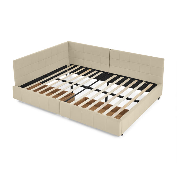 English Elm Full Size Upholstered Tufted Bed Frame With Storage, Chic Velvet Sofa Bed For Bedroom & Living Room W487S00306